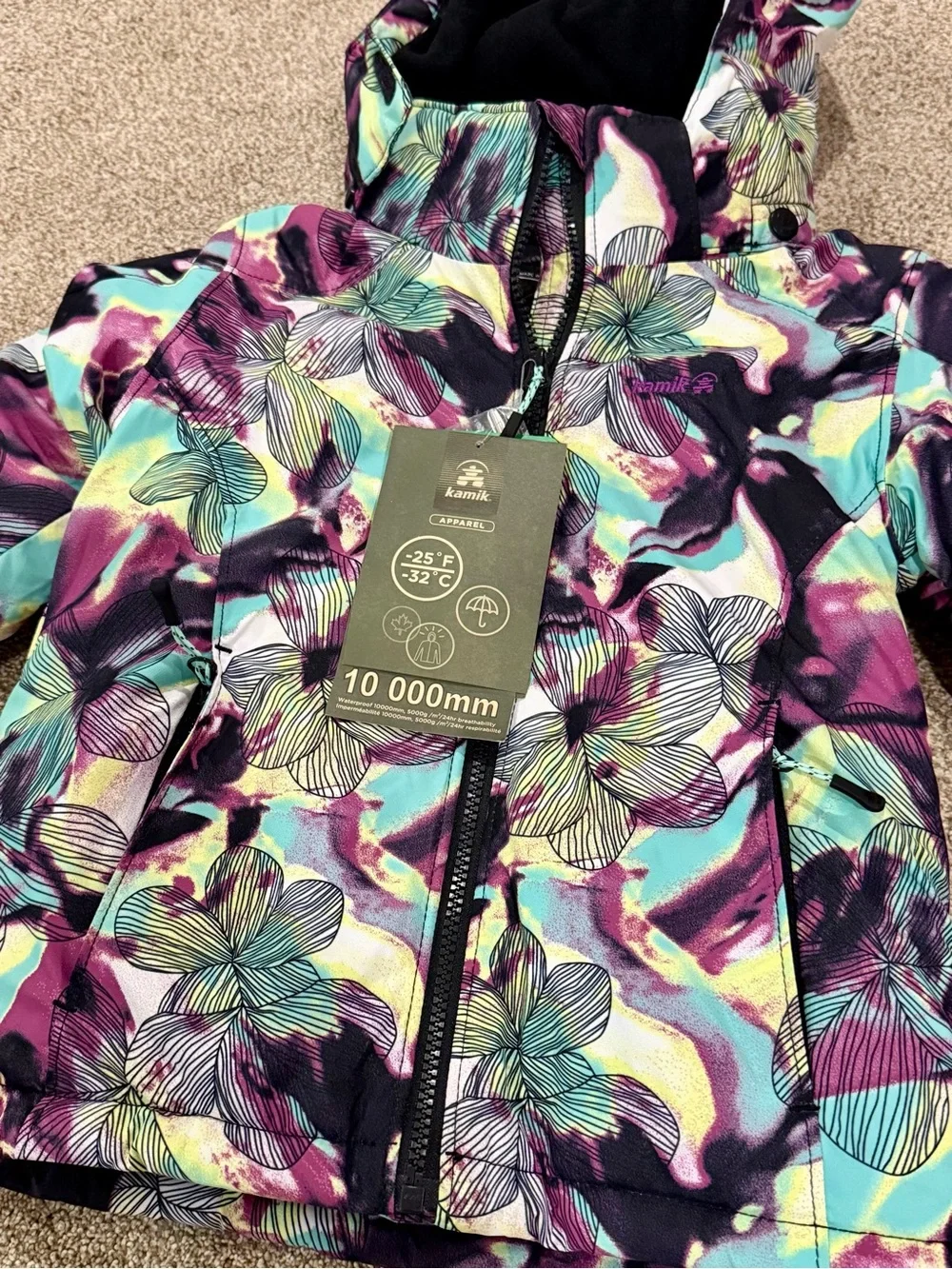 Kamik Kids Floral Hooded Winter Jacket